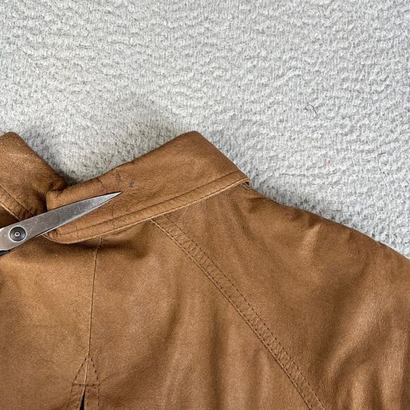 Remy Bomber Leather Jacket Mens 42 Tan Brown Suede Full Zip Lined USA Vintage - Picture 3 of 16